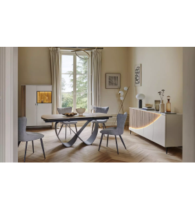 TOPAZE - Buffet 3 portes laqué largeur 170 cm craie 2