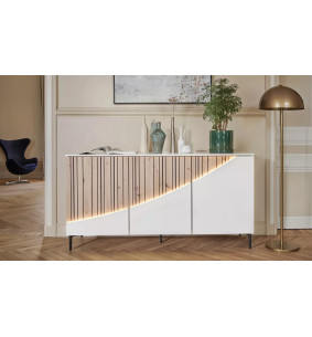 TOPAZE - Buffet 3 portes laqué largeur 170 cm craie