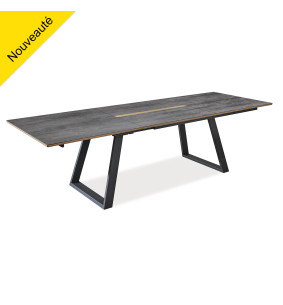 SALTO - Table rectangle 200 x 100 gris nuancé avec 1 allonge "ouverture automatique" 2