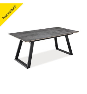 SALTO - Table rectangle 200 x 100 gris nuancé avec 1 allonge "ouverture automatique"