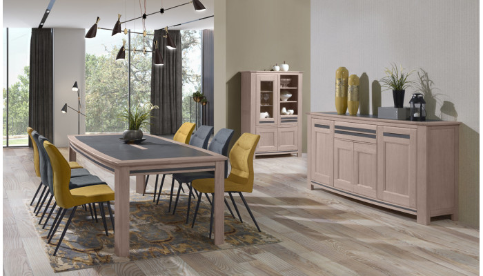 MALAGA - Table tonneau 2 allonges papillon de 40 cm 2 coloris