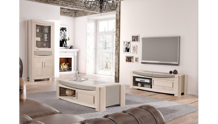 LASTOURS - Meuble TV 1 porte coulissante 2 tiroirs
