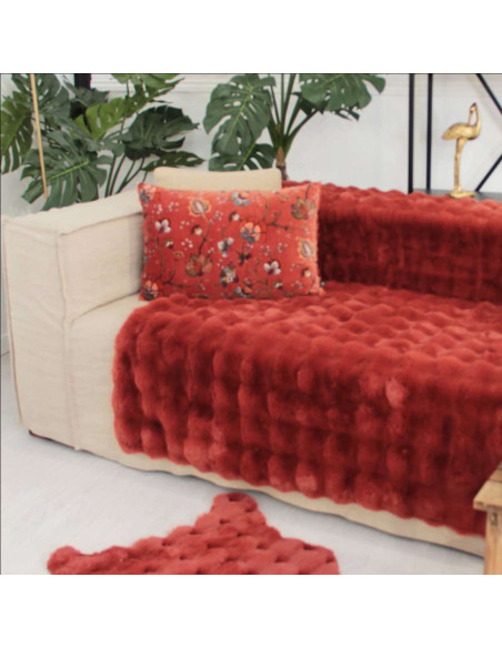 BUBBLE - Plaid douceur brique