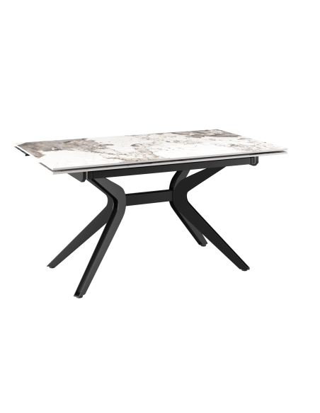ATTRAIT - Table 2 allonges rétractables céramique marbre calcatta