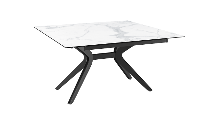 ATTRAIT - Table 2 allonges rétractables marbre blanc mat