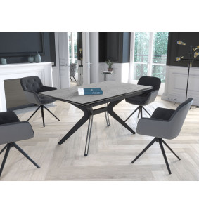 ATTRAIT - Table 2 allonges rétractables céramique silver