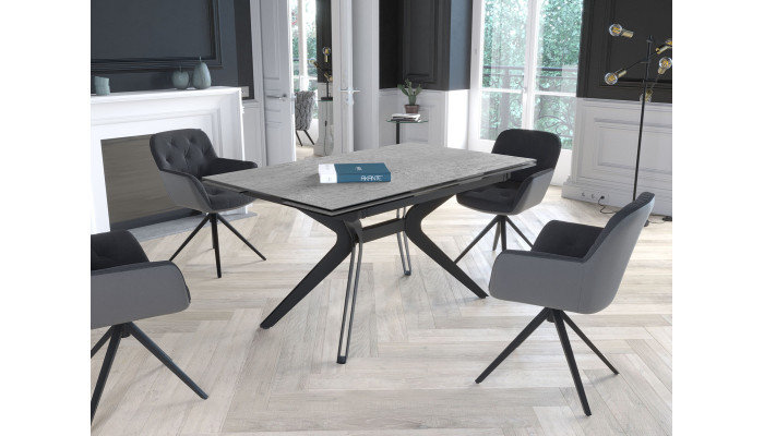 ATTRAIT - Table 2 allonges rétractables céramique silver