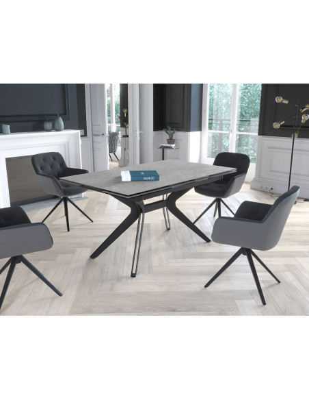 ATTRAIT - Table 2 allonges rétractables céramique silver