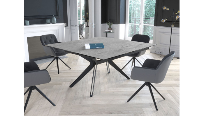 ATTRAIT - Table 2 allonges rétractables céramique silver