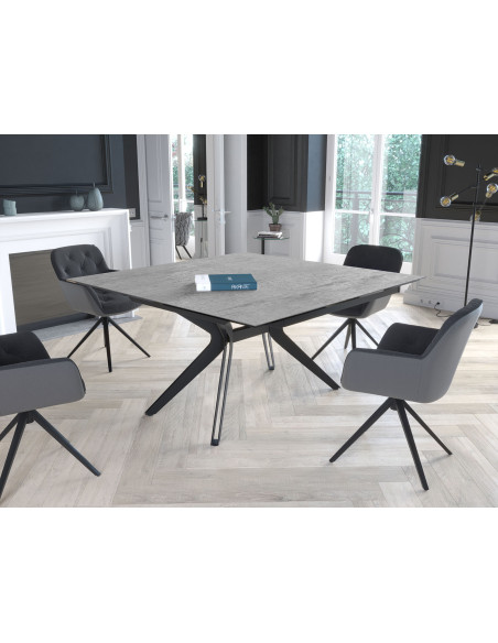 ATTRAIT - Table 2 allonges rétractables céramique silver