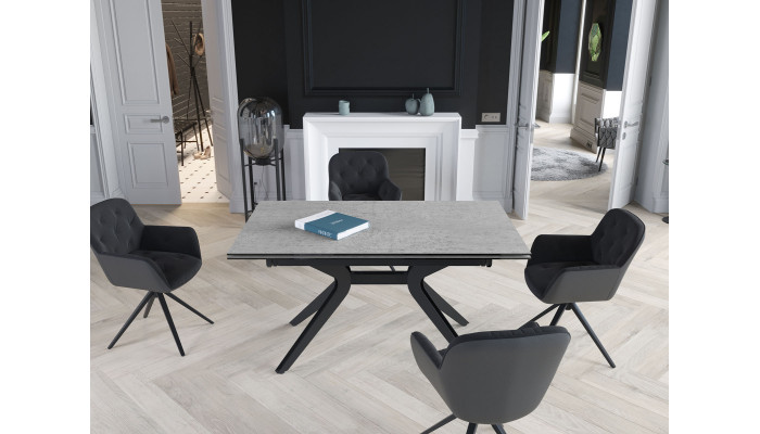 ATTRAIT - Table 2 allonges rétractables céramique silver
