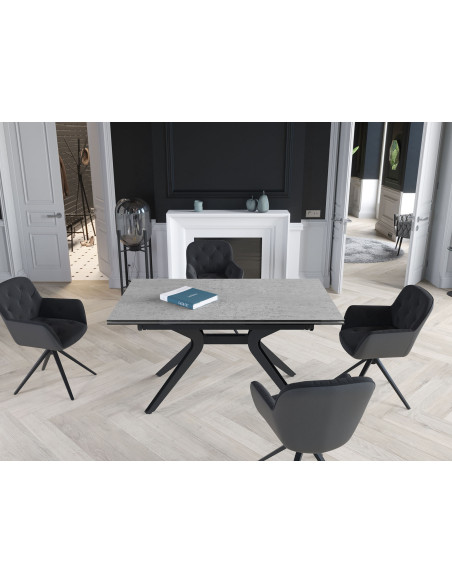 ATTRAIT - Table 2 allonges rétractables céramique silver