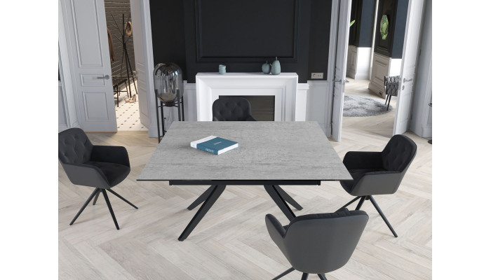 ATTRAIT - Table 2 allonges rétractables céramique silver