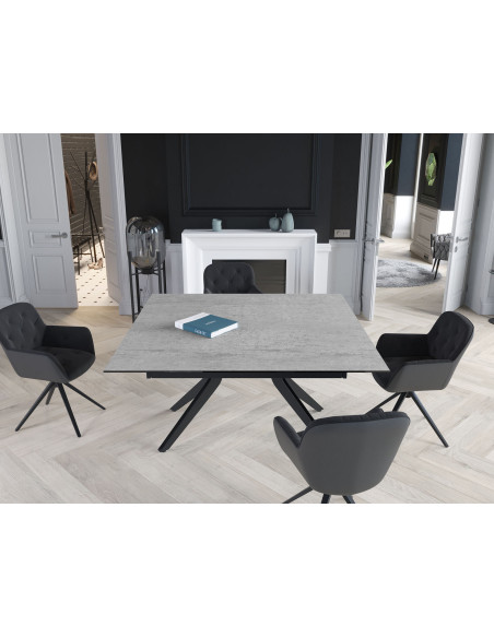ATTRAIT - Table 2 allonges rétractables céramique silver