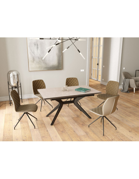 ATTRAIT - Table 2 allonges rétractables céramique argile