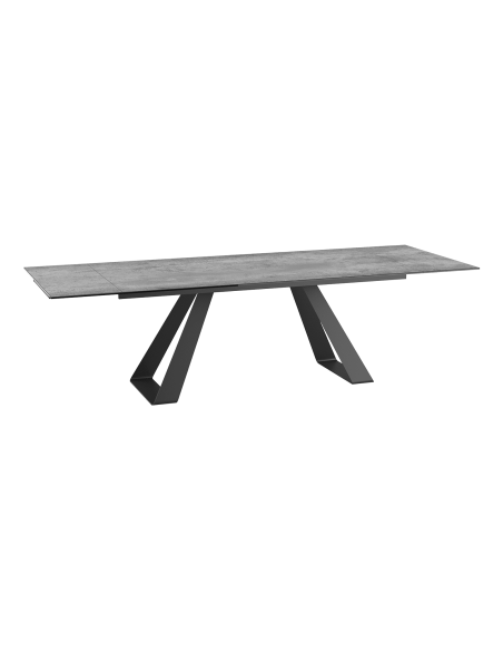 ASCENS - Table de séjour 2 allonges céramique silver