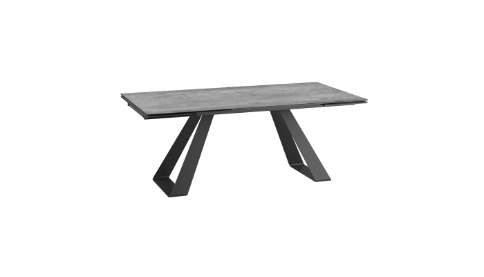 ASCENS - Table de séjour 2 allonges céramique silver