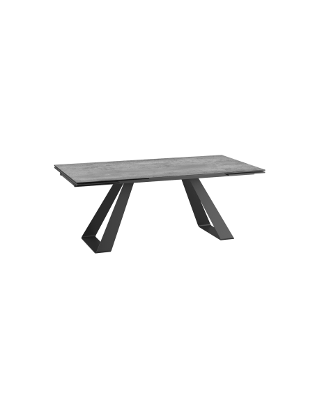 ASCENS - Table de séjour 2 allonges céramique silver