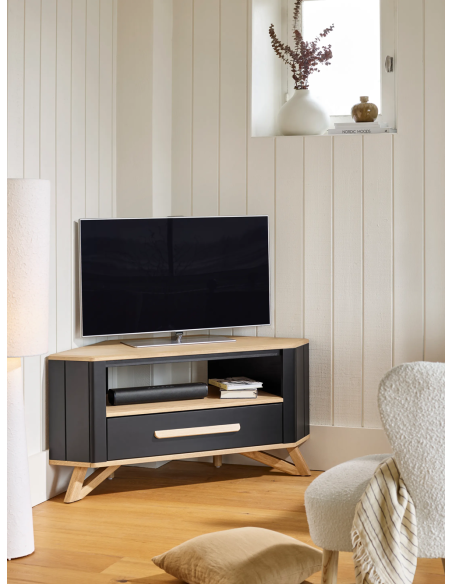 ALVA - Meuble TV d'angle 1 tiroir 1 niche