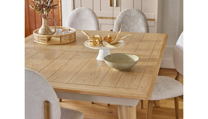 ALVA - Table fausse carrée avec allonges
