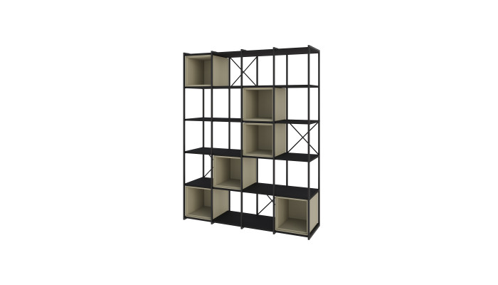 ANYA - Etagère 140 noir et cube vert
