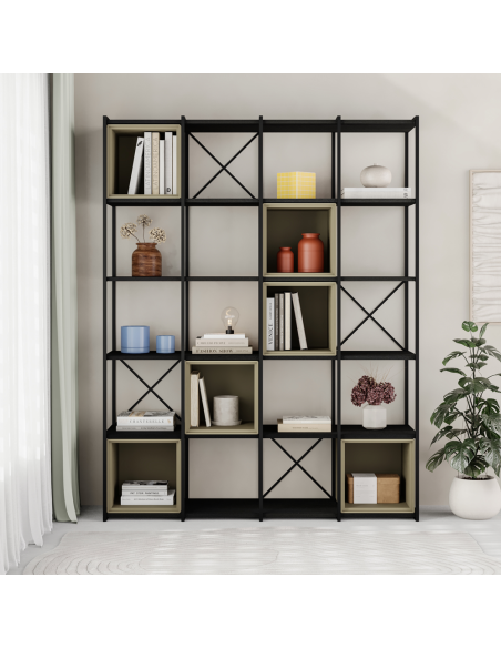 ANYA - Etagère 140 noir et cube vert