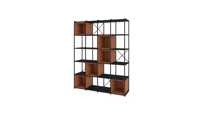 ANYA - Etagère 140 noir et cube terracotta