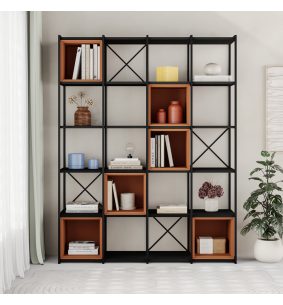 ANYA - Etagère 140 noir et cube terracotta