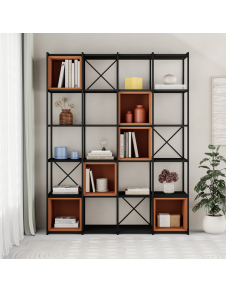 ANYA - Etagère 140 noir et cube terracotta