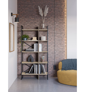 ARA - Etagère 87,5 cm teinte chêne et noir