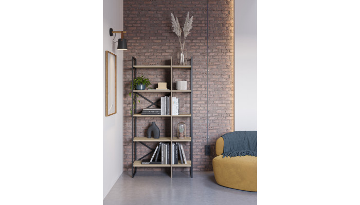 ARA - Etagère 87,5 cm teinte chêne et noir