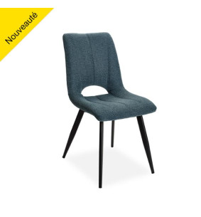 CORALIE - Chaise tissu bleu turquoise
