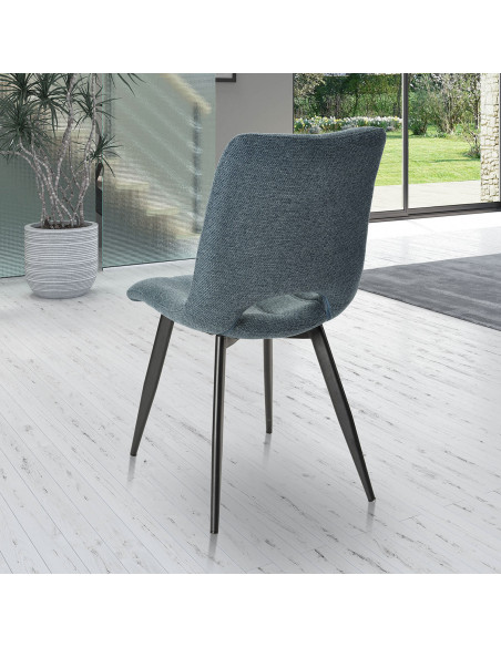 CORALIE - Chaise tissu bleu turquoise