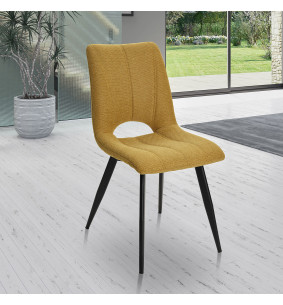 CORALIE - Chaise tissu jaune paille 2