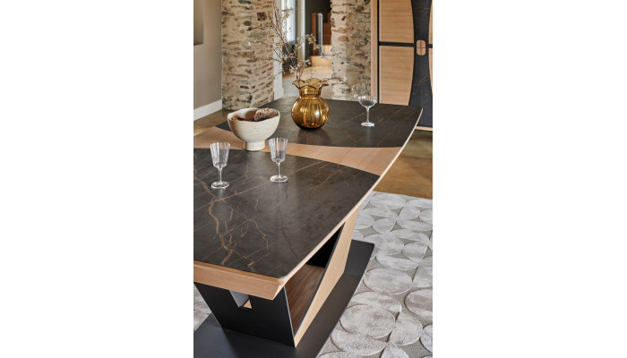 OMEGA - Table tonneau plateau céramique 220 x 110 cm