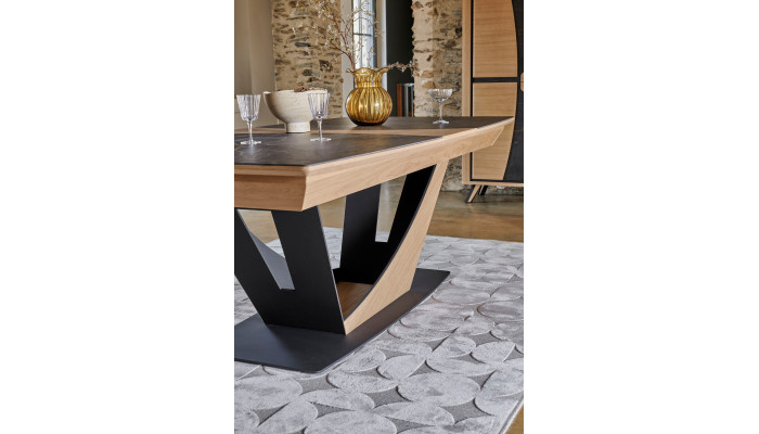 OMEGA - Table tonneau plateau céramique 220 x 110 cm