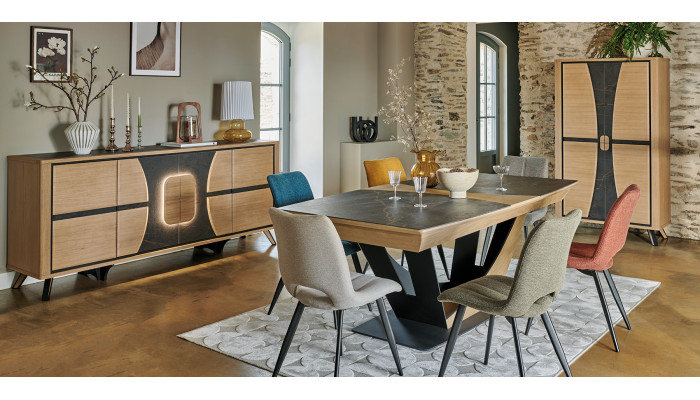 OMEGA - Table tonneau plateau céramique 220 x 110 cm