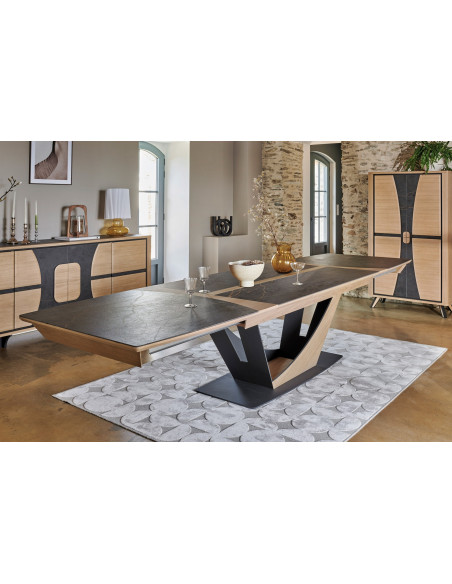 OMEGA - Table tonneau plateau céramique 190 x 100 cm