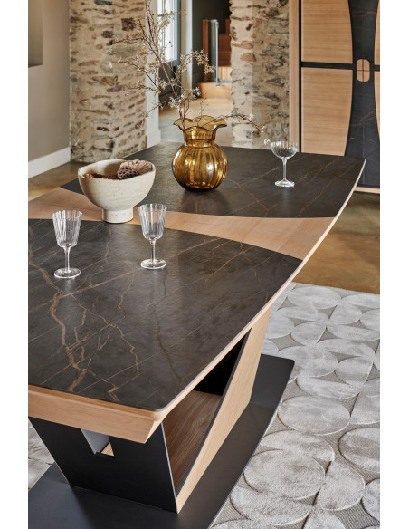OMEGA - Table tonneau plateau céramique 160 x 100 cm