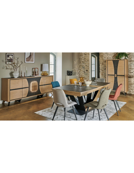 OMEGA - Table tonneau plateau céramique 160 x 100 cm