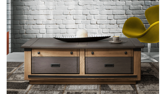 ANGEL - Table basse 2 tiroirs va et vient en...