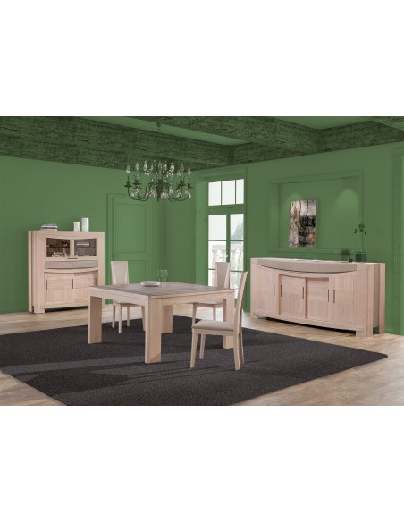 LASTOURS - Table carrée plateau céramique 2 allonges portefeuille de 45 cm