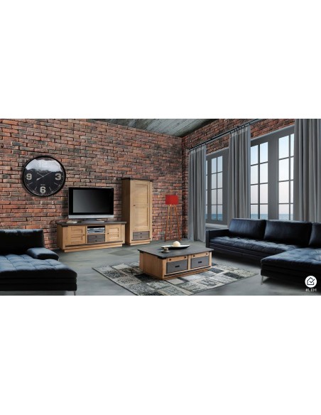 ANGEL - Meuble TV en chêne 160 cm avec 2 portes, 1 tiroir & 1 niche – Fabrication française