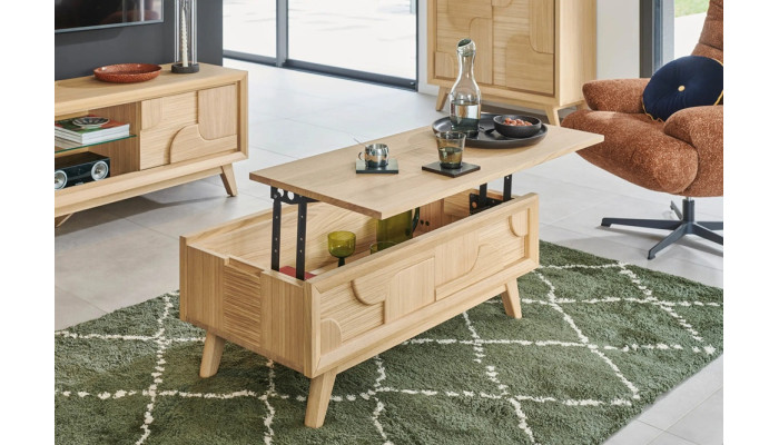 RIVAGE - Table de salon plateau relevable