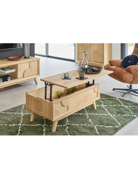 RIVAGE - Table de salon plateau relevable