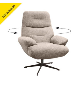 TIAGO - Fauteuil de salon pivotant beige