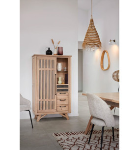 ESCALE - Vitrine 2 portes bois 1 tiroir 1 niche