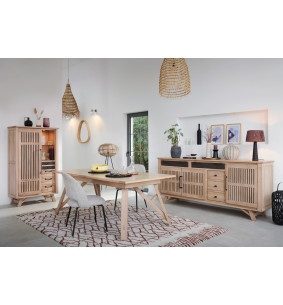 ESCALE - Vitrine 2 portes bois 1 tiroir 1 niche 2