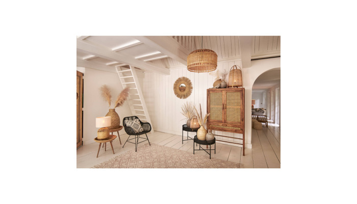 JACINTHE - Lampe lin et bambou GM