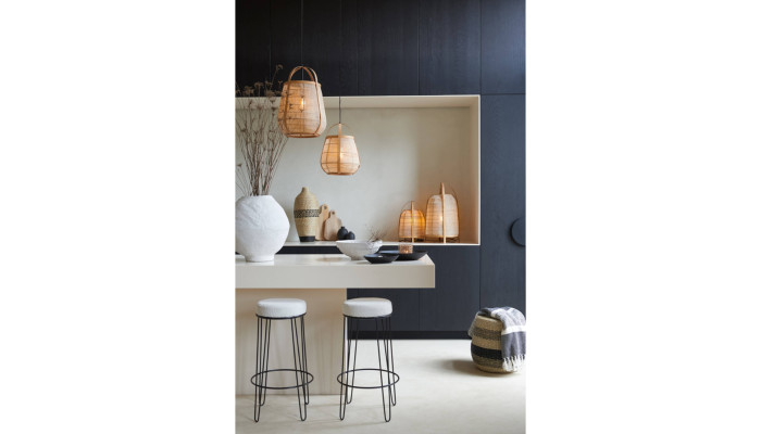 JACINTHE - Lampe lin et bambou GM